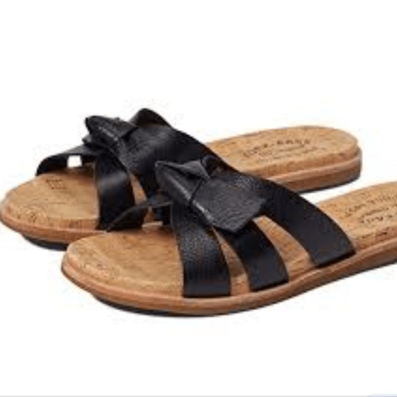 Kork-Ease Brigit black leather knot bow size 6 flip flop sandal casual Cork - Picture 1 of 7